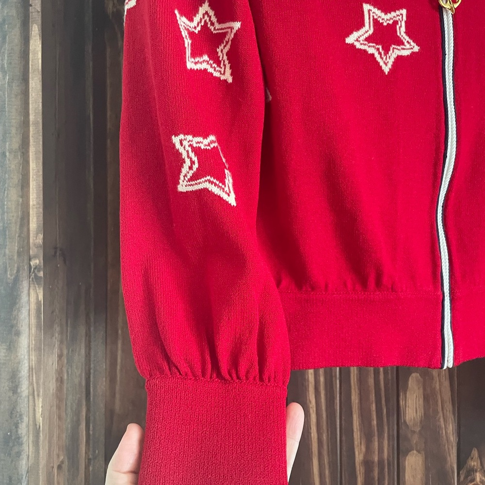 Beautiful Red St. John Collection full zip knit sweater - Picture 3 of 5